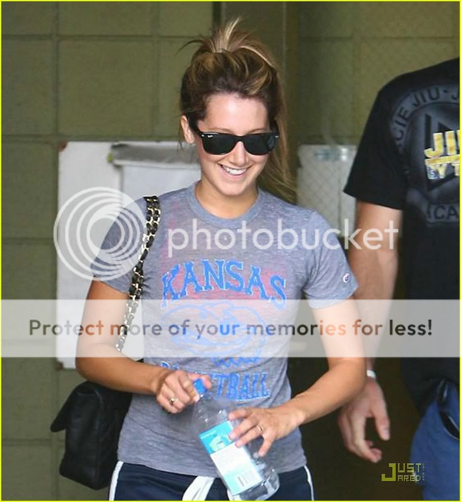 Ashley Tisdale Wearing a Kansas Jayhawks Shirt Image